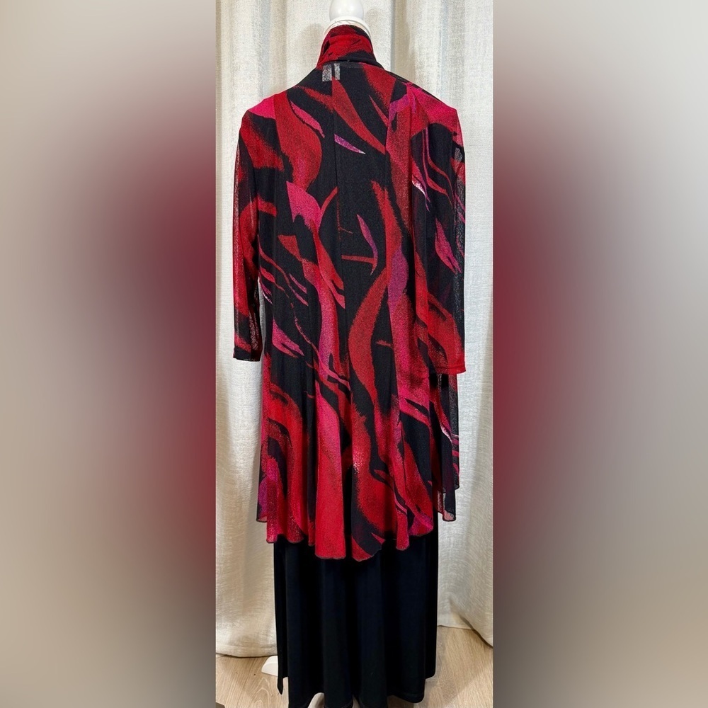 Elegant Bundle Norm Thompson Black Maxi Dress Red & Black Sheer Jacket (L) - Picture 7 of 7